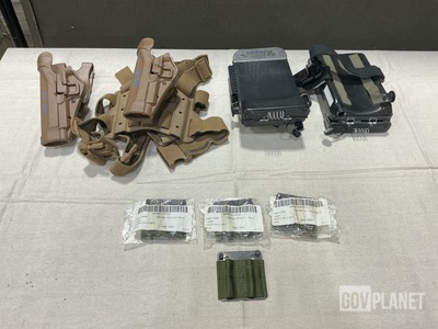 (2) Pistol Holsters, (4) Individual Equipment Belts & Assorted Items