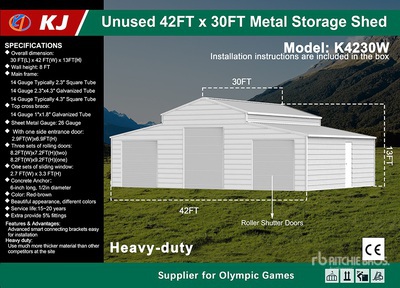 2026 KJ K4230W 42 ft x 30 ft Metal Storage Schuur (Unused)