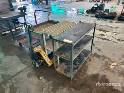 5000 lb (2) Shop Carts, (2) Shelves Pallet Jack