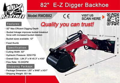 2026 Raytree RMDB82 Skid Steer Backhoe (Unused)