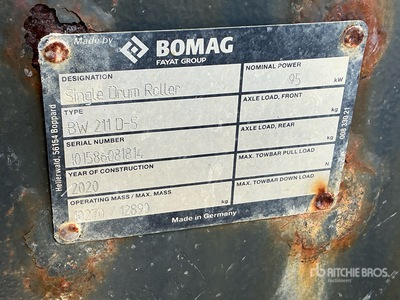 2020 Bomag BW211D-5 Smooth Drum Compactor