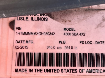 2016 International 4300 4x2 Van Truck