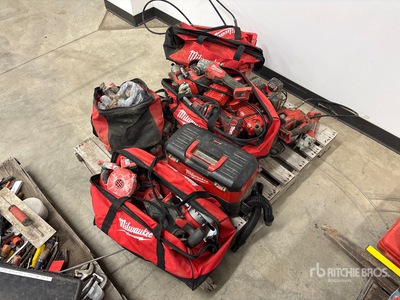 Quantity of Milwaukee Grinders, drills and batteries with chargers