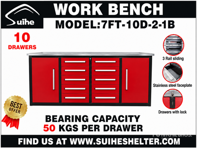 2026 Suihe S10DR-2 -7 7 ft 10-Drawer Workbench (Unused)