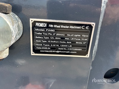 2026 PROMECH FW80 Fifth Wheel Wrecker Attachment (Unused)