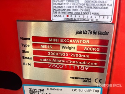 2026 ME15 Gasoline Minibagger (Unused)