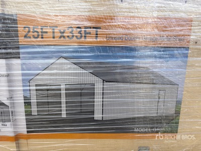 2026 SDL2533DGMS 25 ft x 33 ft Double Garage Metal Shed (Unused)