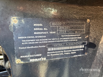 2014 Komatsu WA500-7 Wheel Loader