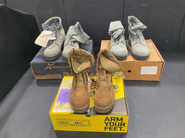 (17) Pairs of Combat Boots & (13) Pairs of Women's Safety Boots