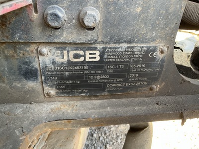 2019 JCB 16c-1 Mini Excavator