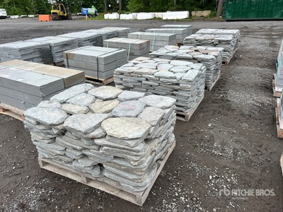 Quantity of (5) Pallets of 1.5 in Tumbled Irregular Bluestone Pavers