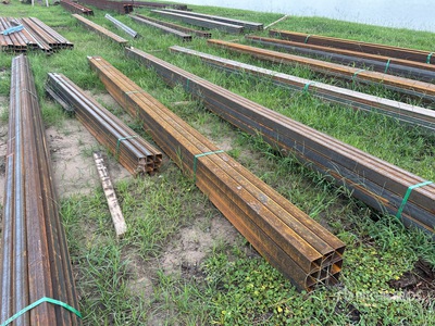 Quantity of (9) 2025 Kit Containers 3 in x 20 ft Steel Square Tubing (Unused)