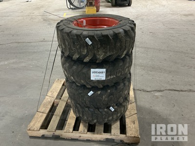 Quantity of (4) 10-16.5 NHS 10-Ply Tires w/Wheels - Fits Bobcat Skid Steer