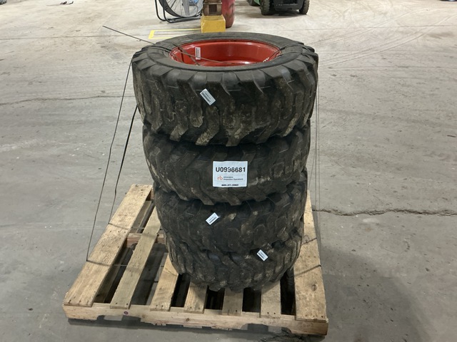 Quantity of (4) 10-16.5 NHS 10-Ply Tires w/Wheels - Fits Bobcat Skid Steer