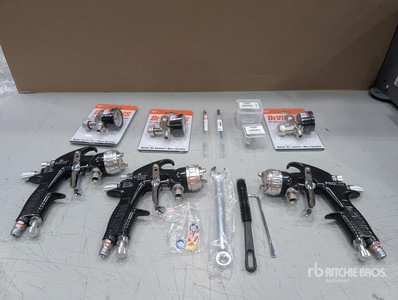 (3) DeVilbiss Spray Guns w/DeVilbiss HAV-501 Air Adjusters