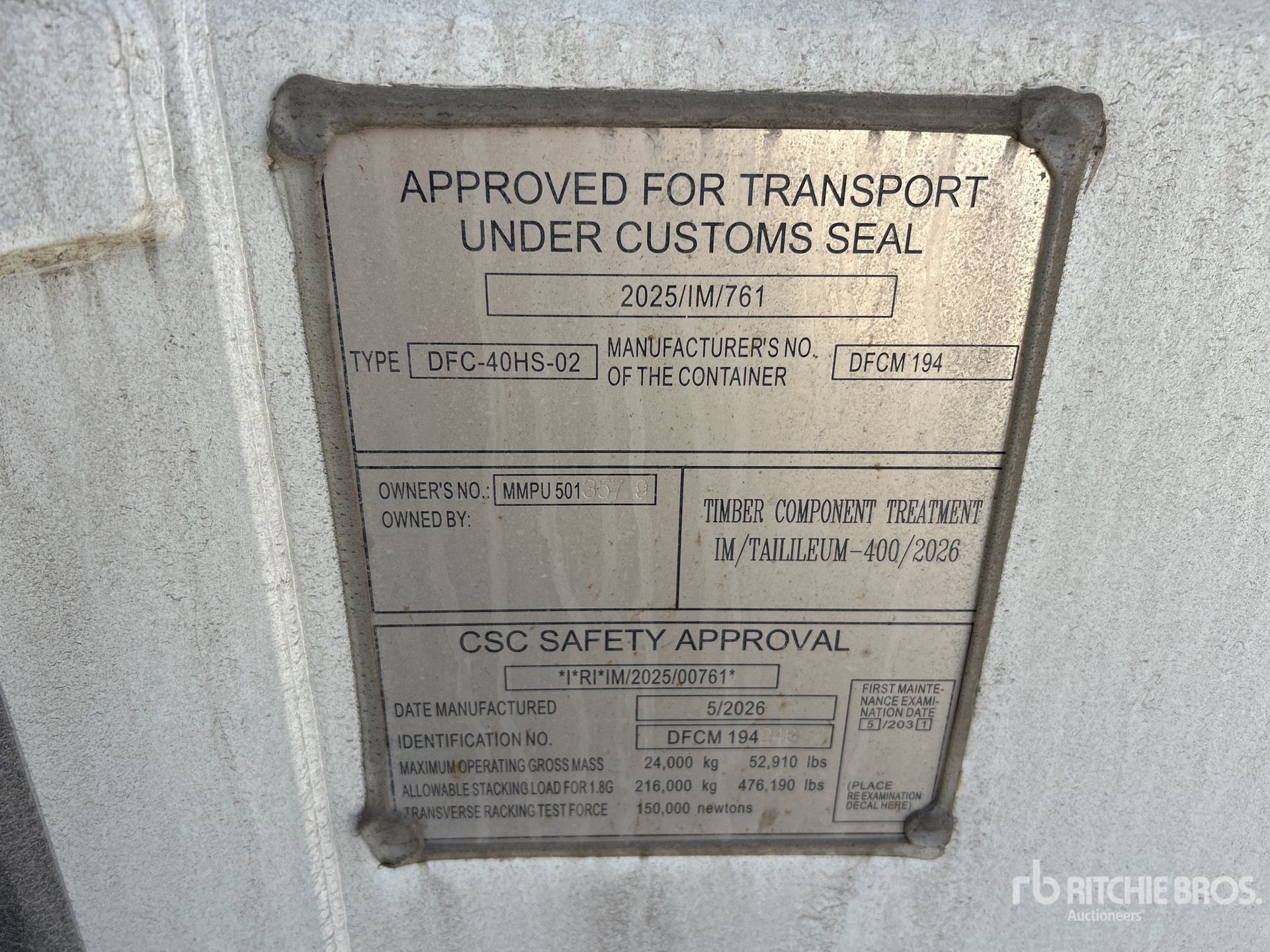 2026 40 Ft High Cube Multi-Door Storage Container (Unused)