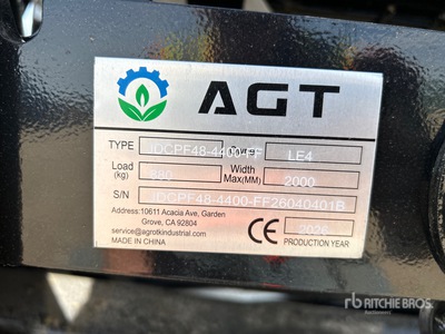 Quantity of (5) 2026 AGT JDCPF48-4400-FF 48 in ホイールローダー用フォーク (Unused)