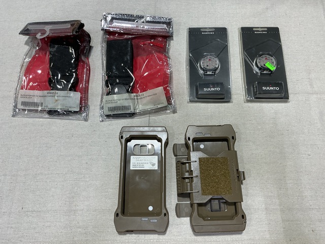 (21) Smart Devices Cases, (28) Buckles, (11) Compasses & Assorted Items