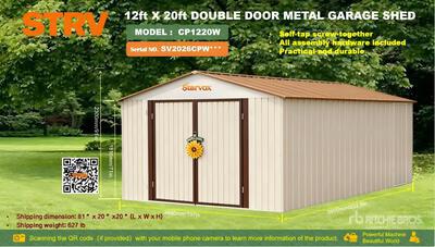 2026 STARVOX CP1220W 12 ft x 20 ft Metal Garage Szopa (Unused)