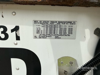 2013 Utility VS2RA 48 ft x 102 in T/A Refrigerated Trailer (Inoperable)