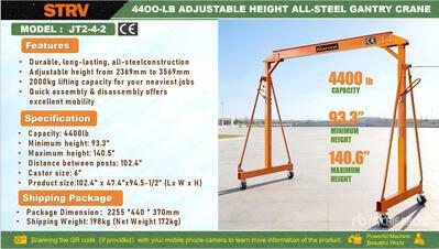 2026 STARVOX JT2-4-2 4400 lb Adjustable Height All-Steel Grúa de pórtico (Unused)