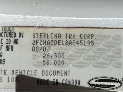 2008 Sterling L9500 4000 gal 6x4 Water Truck