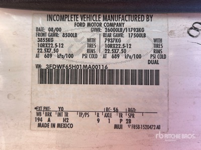 2001 Ford F-650 4x2 Autocarro officina