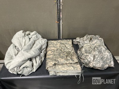 (48) Sleeping Bags, (13) Wet Weather Poncho Liners & Assorted Items