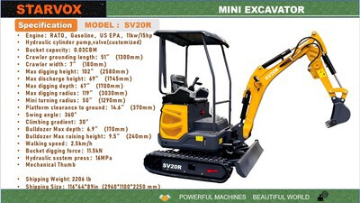 2026 STARVOX SV20R Mini escavatore (Unused)
