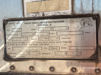 2012 Great Dane 53 ft x 102 in T/A Refrigerated Trailer