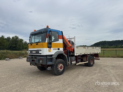 2003 Palfinger PK12000 6360 kg Articulated Boom on 2003 Iveco EuroTrakker Cursor 4x4 Camion Plateau Avec Grue Flatbed Truck with Crane