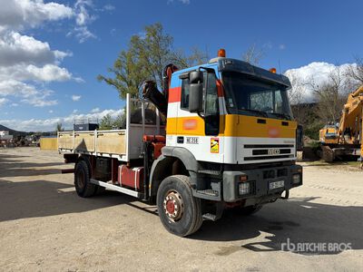 2003 Iveco EuroTrakker 4x4 Camion Plateau Avec Grue Flatbed Truck w/Crane