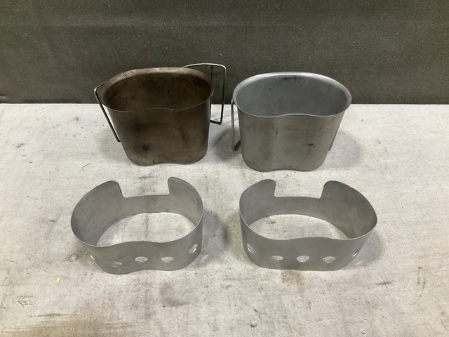 (140) Water Canteen Cups & (118) Canteen Cup Stands