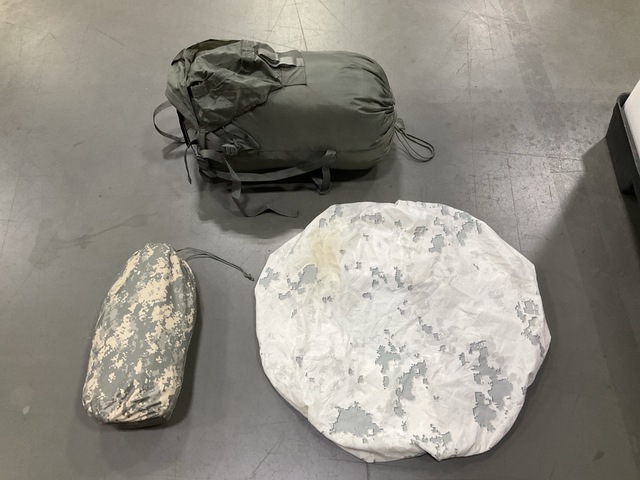 (110) Marpat Field Pack Covers, (9) Improved Combat Shelters & Assorted Items