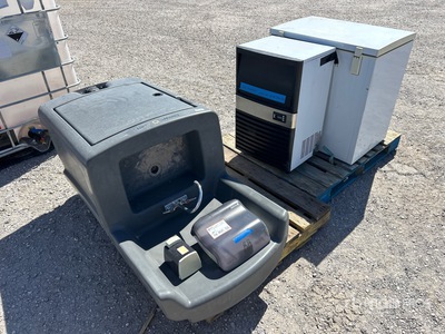 Quantity of (3) Ice Machine, Fridge & Portable Sink