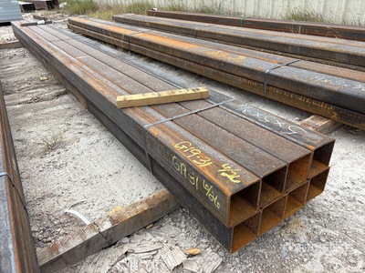Quantity of (8) 5 in x 5 in x 3/16 x 19 ft Square Tubing Varios metales (Unused)