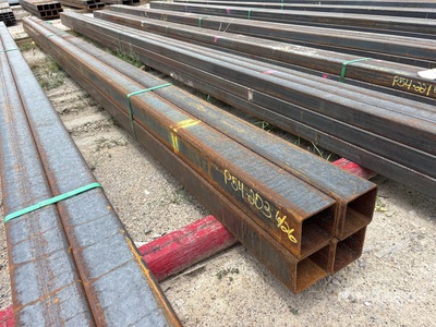 Quantity of (4) 2025 Kit Containers 7 Gauge 4 in x 4 in x 20 ft Square Steel Tubing Varios metales (Unused)