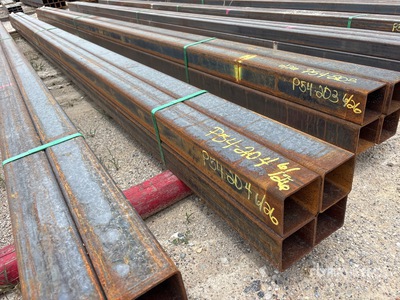 Quantity of (4) 2025 Kit Containers 7 Gauge 4 in x 4 in x 20 fr Square Steel Tubing Varios metales (Unused)