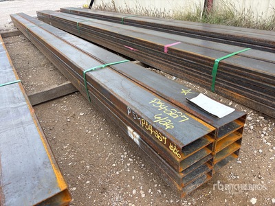 Quantity of (8) 2025 Kit Containers 1/8 in x 2 in x 6 in x 19 ft Steel Tubing (Unused)