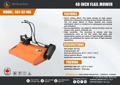 2026 Wolverine GCJ-21-48L 48 in Excavator Flail Mower (Unused)