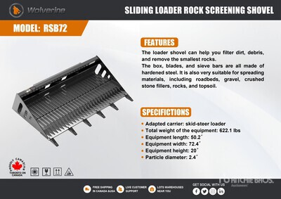 2026 Wolverine RSB72 72 in Rock Skid Steer Bucket (Unused)