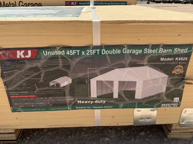 KJ K4525 Double Garage Steel Barn Shed - Unused