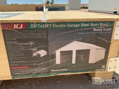 KJ K3325 Double Garage Steel Barn Shed - Unused