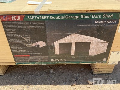 KJ K3325 Double Garage Steel Barn Shed - Unused