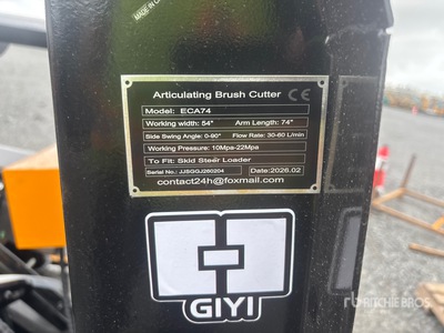 2026 GIYI GY-ECA74 74 in Mower スキッドステア ブラシ カッター (Unused)