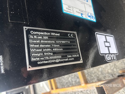 2026 GIYI GY-W320 20 in エクスカベーター用コンパクションホイール (Unused)