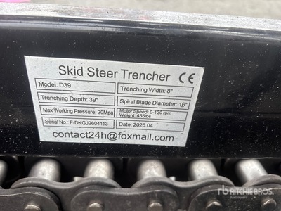 2026 GIYI GY-D39 39 in Skid Steer Trencher (Unused)