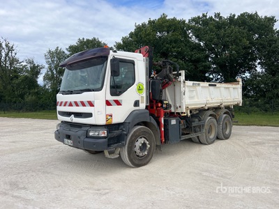 2004 Renault Kerax 320-26 6x4 Camion Bi-Benne Avec Grue Kipper-Lkw mit Kran