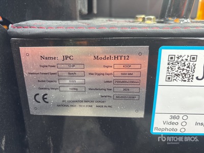 2025 JPC HT12 Mini Excavator (Unused)