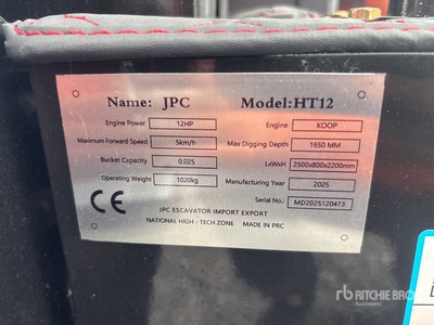 2025 JPC HT12 Mini Excavator (Unused)